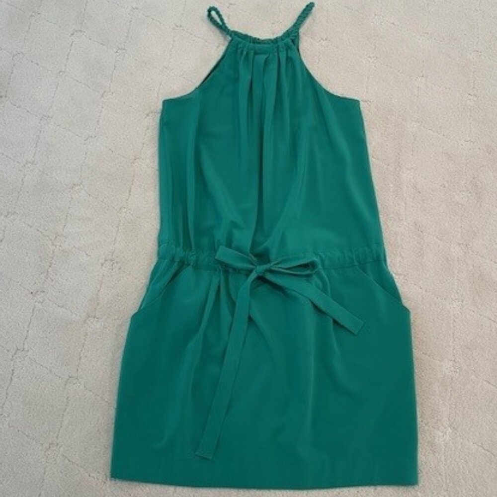 RACHEL ROY Green Halter Rope Neckline Drawstring Waist Romper w-Pockets - SMALL